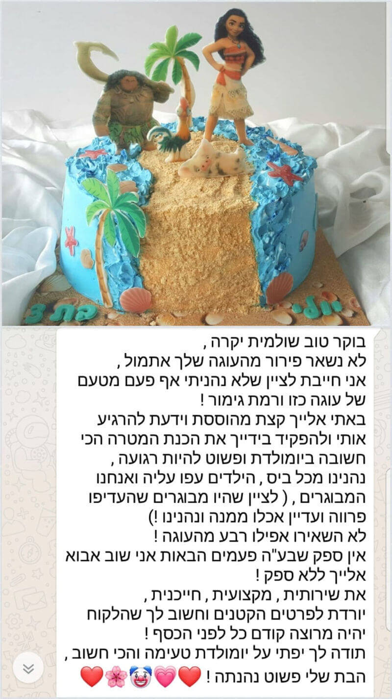 ביקורות מלקוחות לעוגה מעוצבת מדהימה