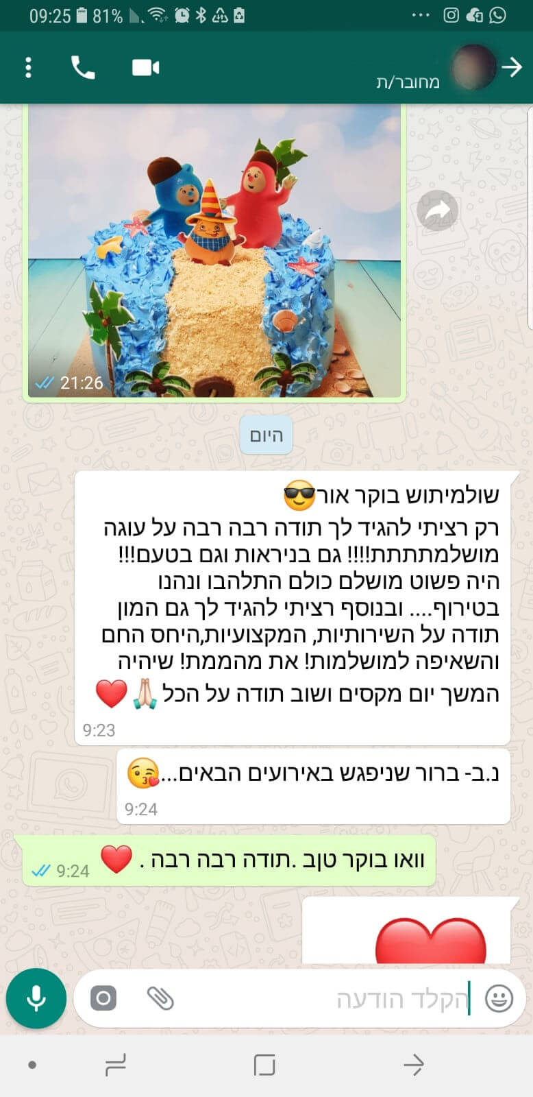 ביקורות מלקוחות לעוגה המושלמת