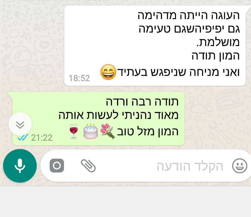 ביקורות מלקוחות לעוגה מושלמת