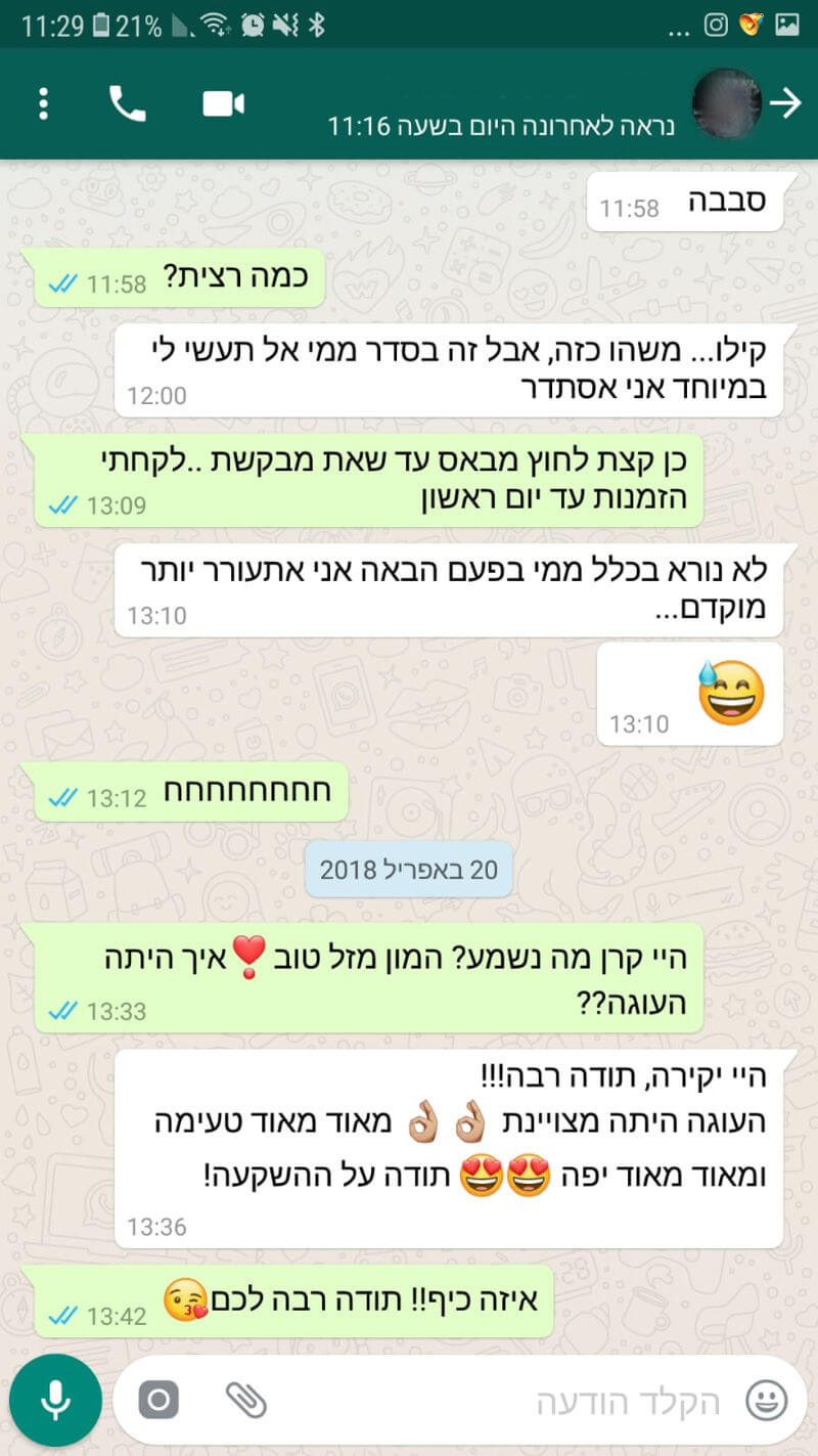 ביקורות מלקוחות לעוגה מצויינת