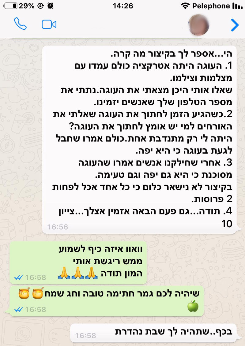 ביקורות מלקוחות לעוגה אטרקציה