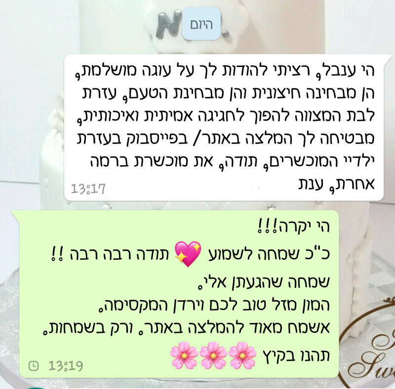 ביקורות מלקוחות לעוגת בת מצווה מושלמת