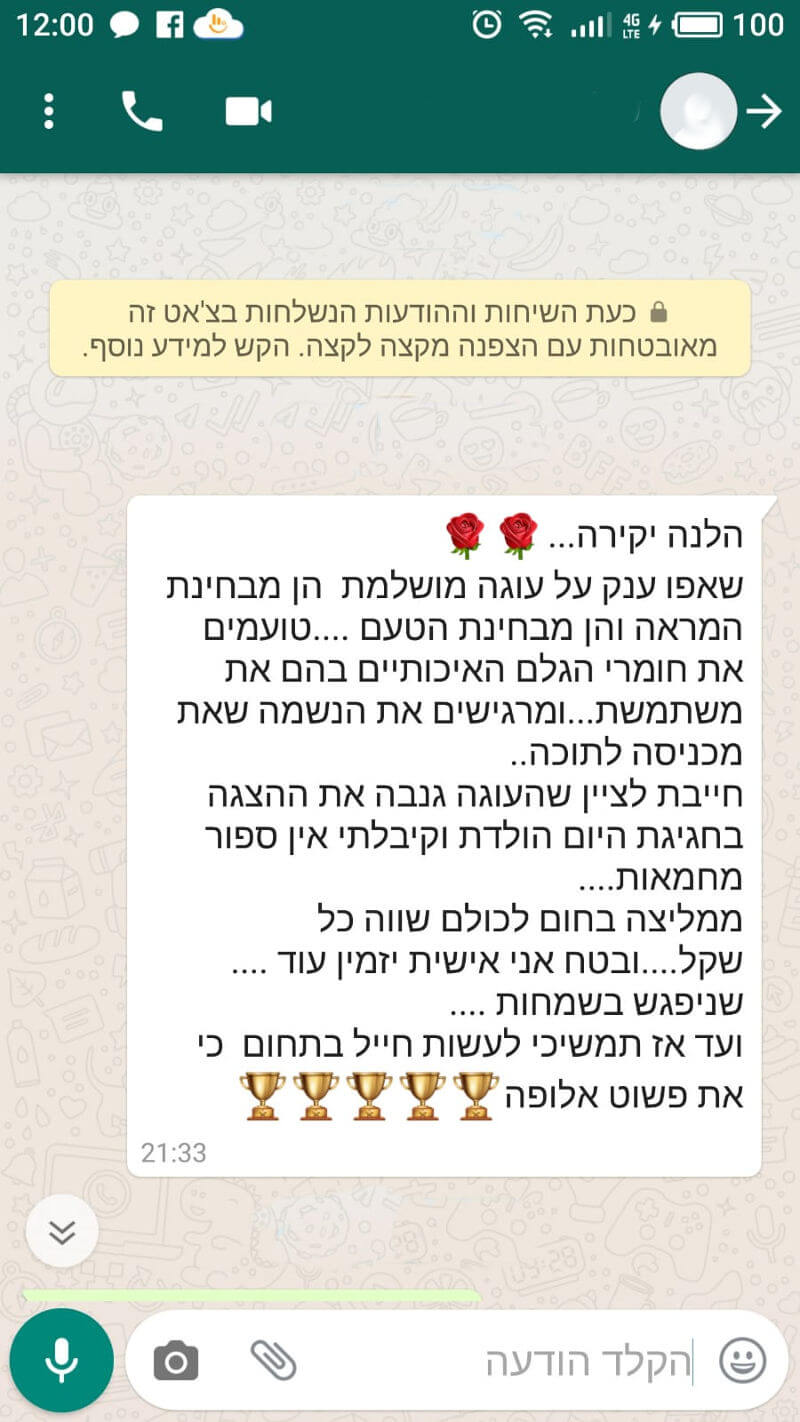 לקוחות מגיבים על העוגה מושלמת