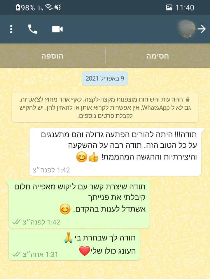 ביקורות מלקוחות לעוגה מעל הציפיות