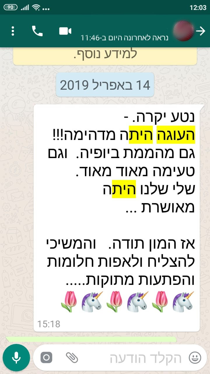 ביקורות מלקוחות לעוגה טעימה מאוד מאוד