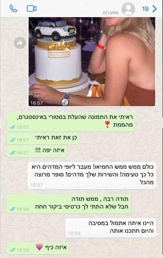 ביקורות מלקוחות עוגה מעוצבת