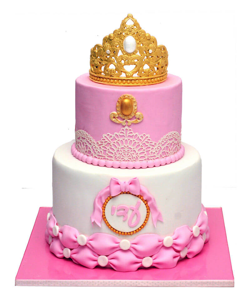 בת מצווה עוגת קומות עם כתר