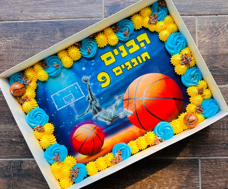 עוגה מלבנית לגן כדורסל
