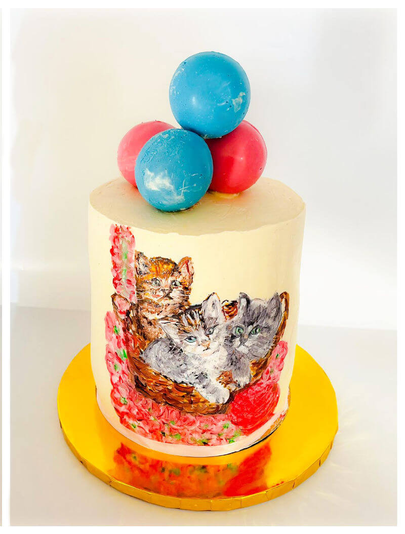 עוגה מעוצבת חיות בציור חתולים