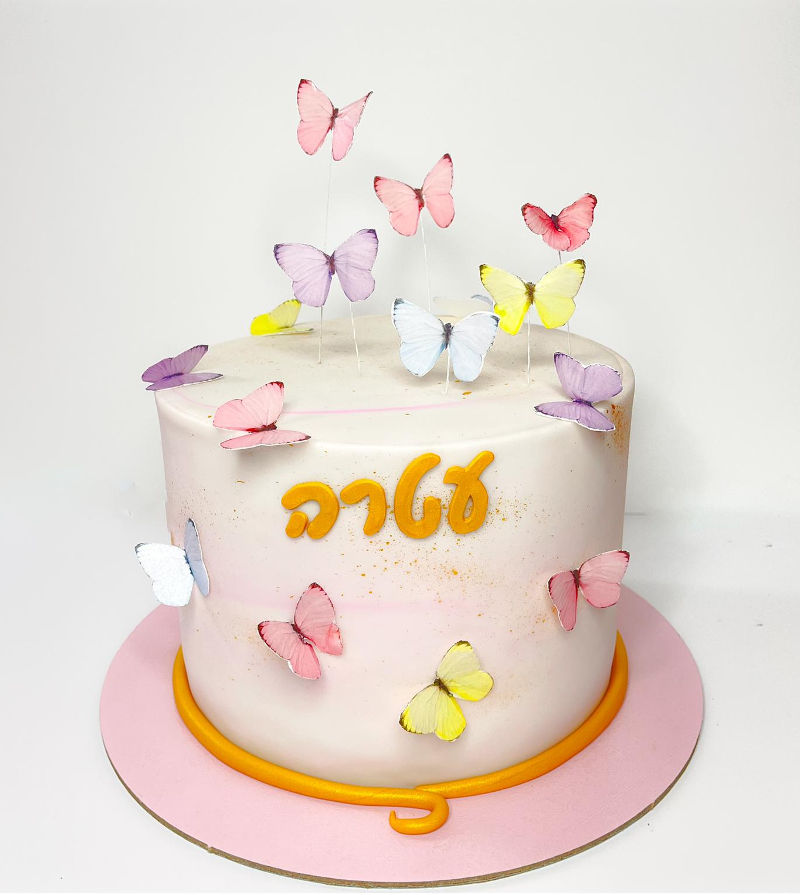 עוגה מעוצבת עם פרפרים