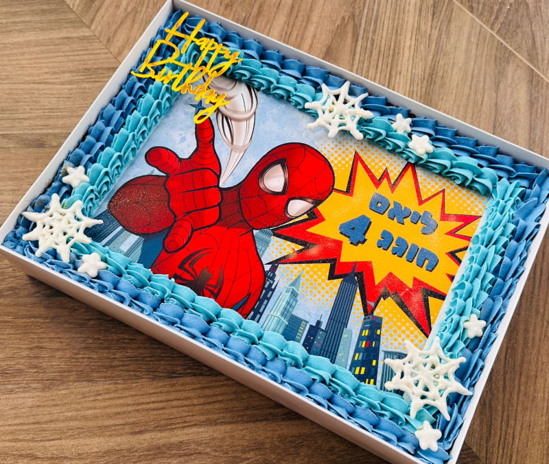 עוגת גן ליום הולדת בעיצוב ספיידרמן