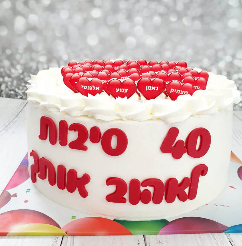 עוגת יום הולדת 40 כל הסיבות לאהוב אותך