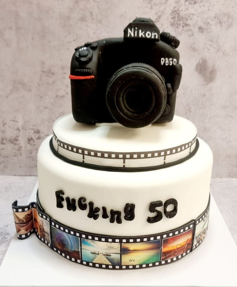 עוגת יום הולדת 50 מבצק סוכר