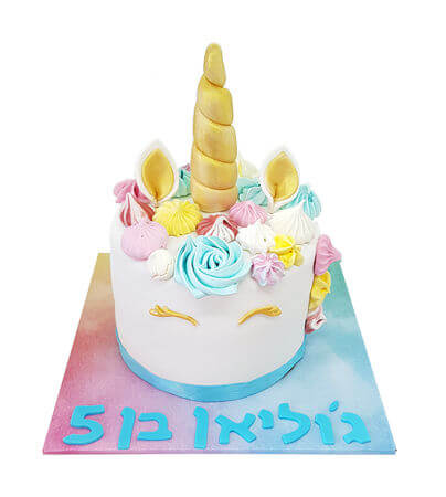 עוגת יום הולדת בעיצוב חד קרן