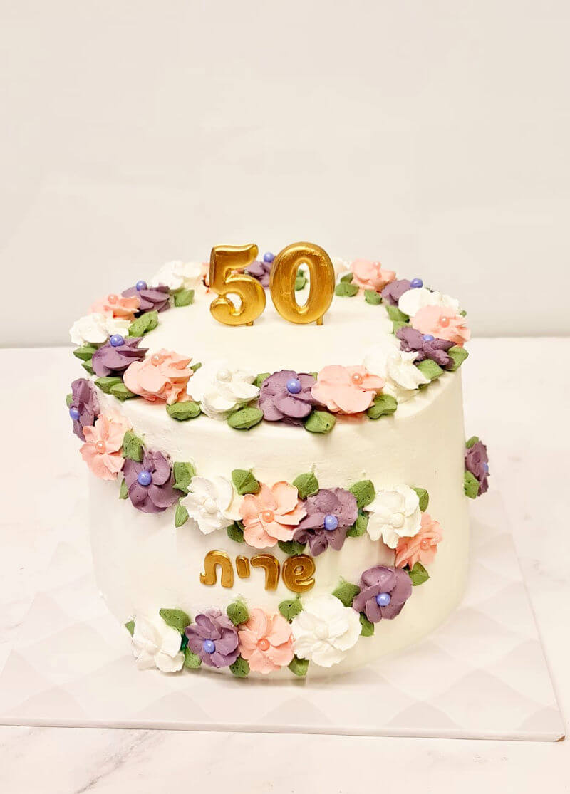 עוגת יום הולדת פרחים