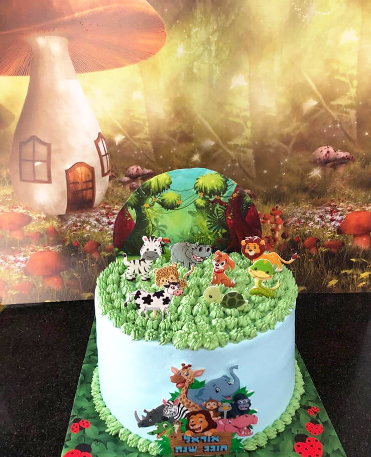 עוגת יום הולדת מעוצבת עם חיות