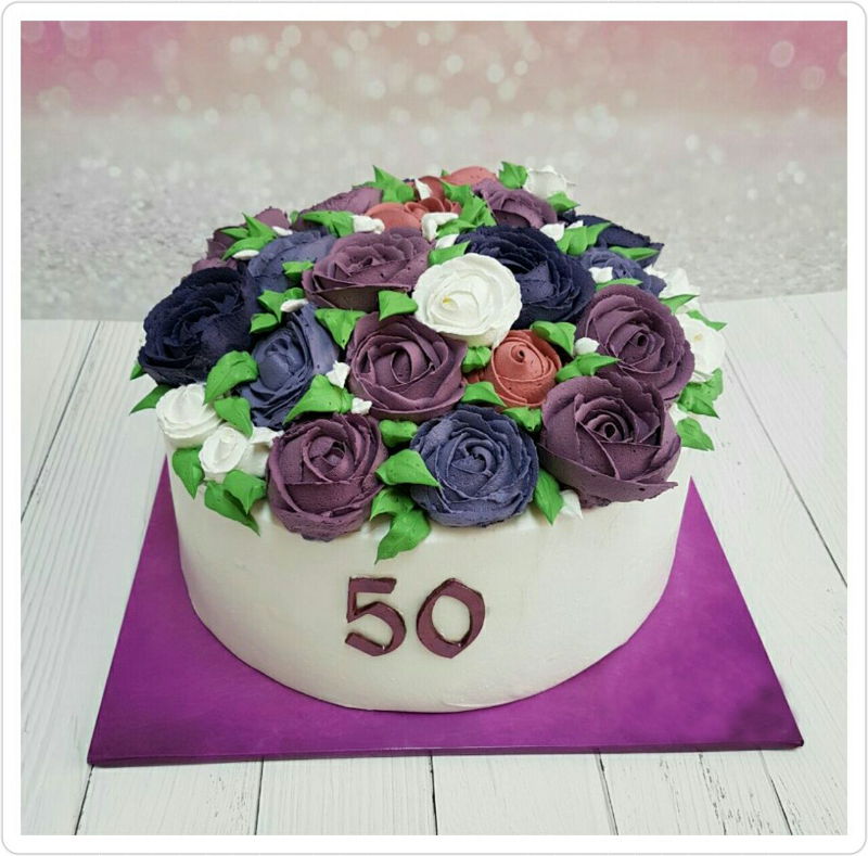 עוגת יום הולדת זילוף פרחים