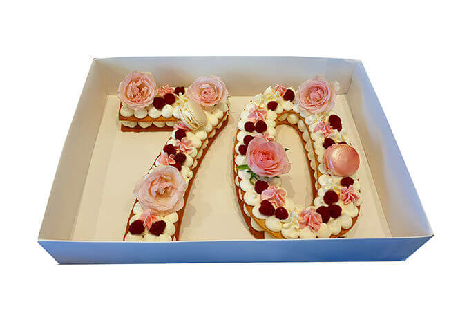 עוגת מספרים עם פרחים לגיל 70