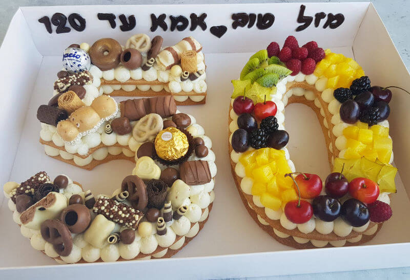 עוגת מספרים ופירות לאמא 50