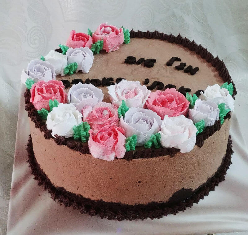 עוגת יום הולדת פרחי שוקולד